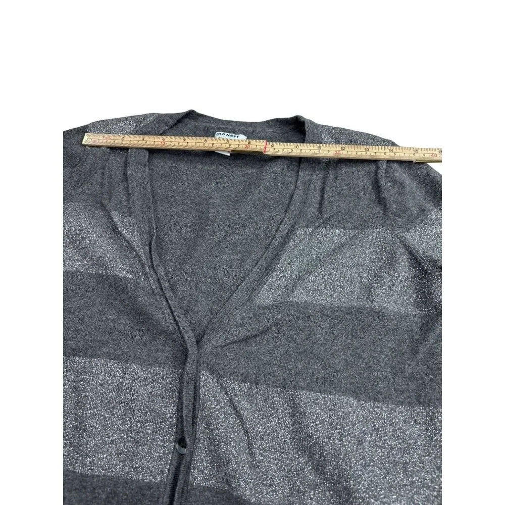 Old Navy Womens Gray Striped Button-Up Cardigan Sweater L - Picture 8 of 10